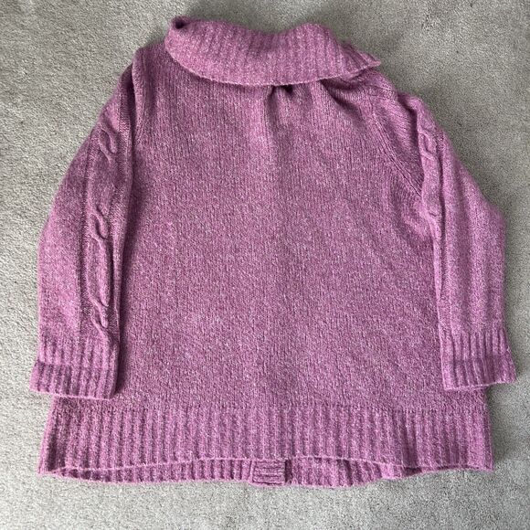 LL Bean Fisherman Cardigan Womens 3X Chunky Cable Knit Pink Wool Blend Cozy - Picture 8 of 8
